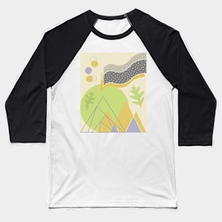 Abstract Geometric Scene - Triangles Circles Baseball T-Shirt